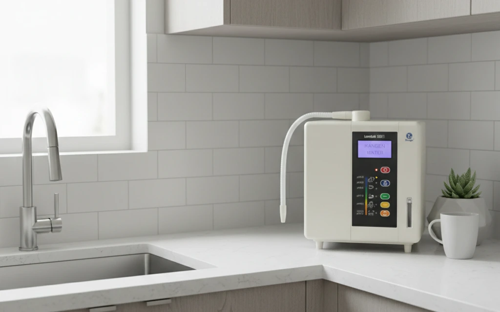 SD501DX water ionizer placed in an office pantry for consistent daily drinking water use