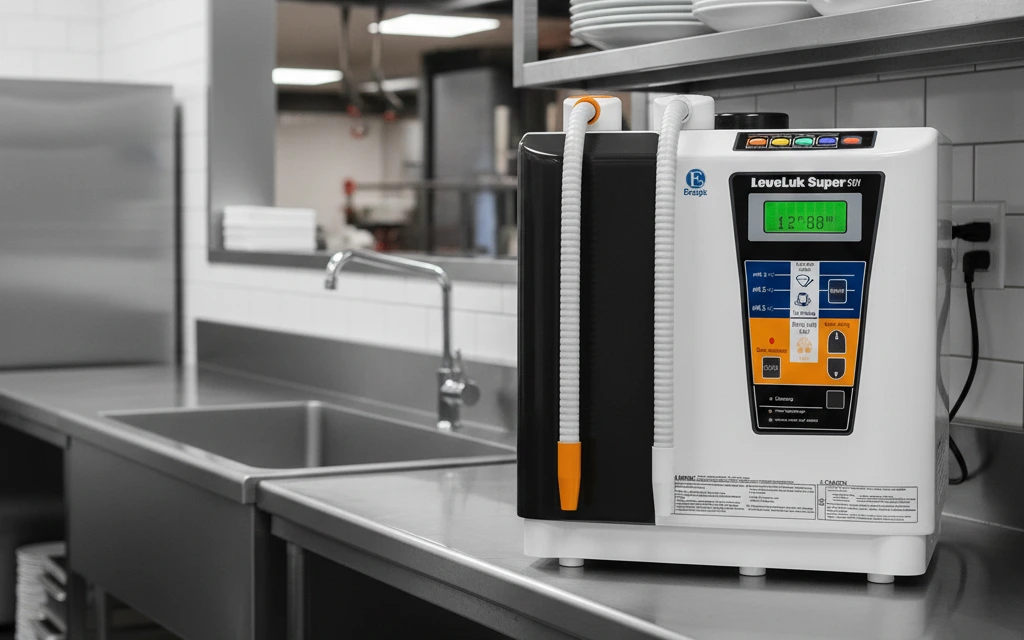 Super501 water ionizer installed in a commercial restaurant kitchen for high-volume water usage