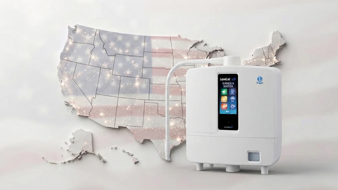 United States map representing Kangen Water machine availability across the USA