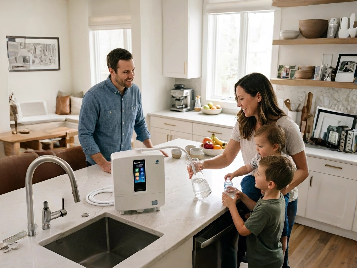 Healthy home lifestyle and long-term wellness approach with daily water habits