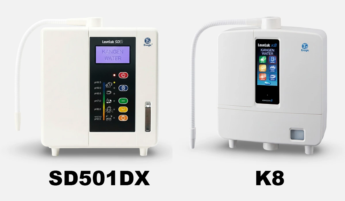 Leveluk SD501DX vs K8 Kangen Water machine comparison