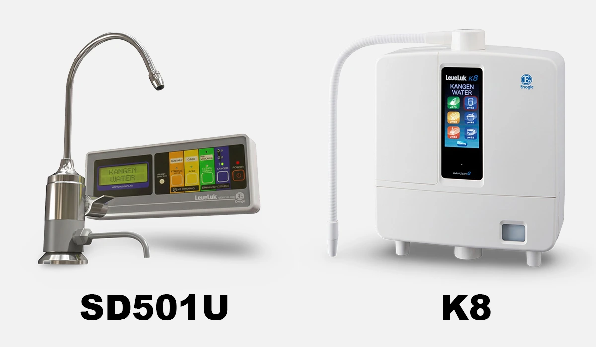 comparing kangen water machine leveluk sd501u vs k8