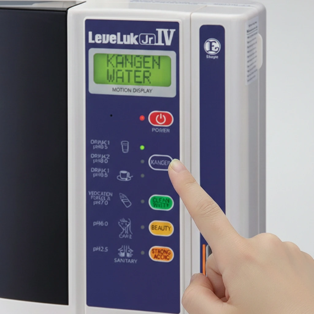 Close-up of LeveLuk JRIV control panel with simple one-touch water selection buttons