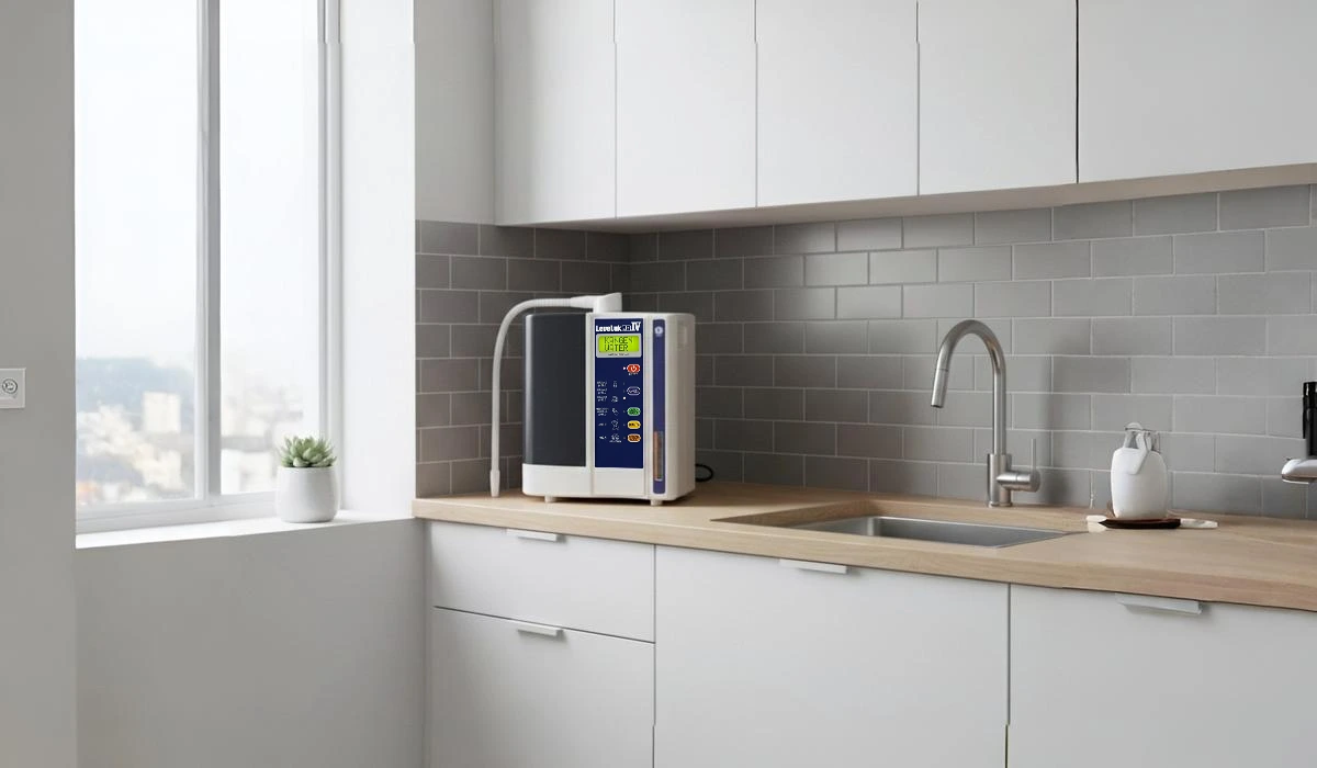LeveLuk JRIV installed in a modern kitchen as a compact and beginner-friendly water ionizer