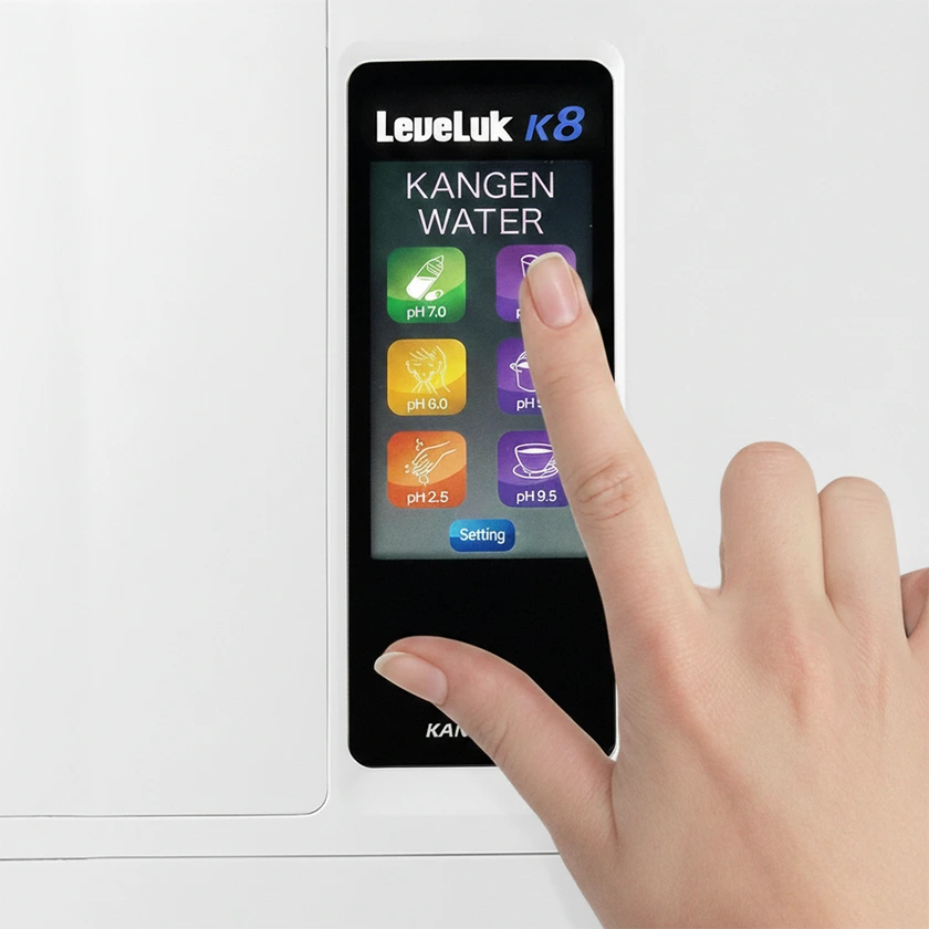 LeveLuk K8 alkaline water ionizer with full-color touchscreen display for easy daily operation
