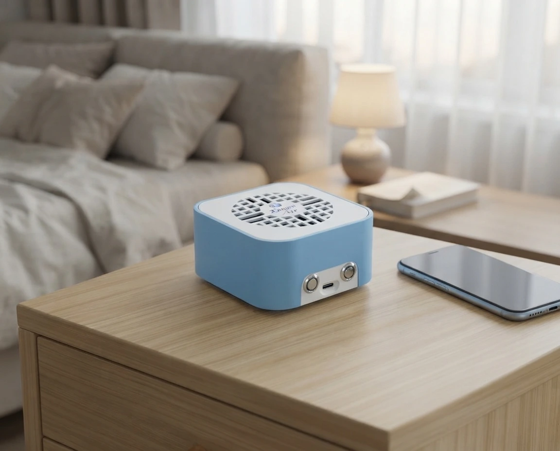 Kangen AIR Enagic air purifier placed in a bedroom