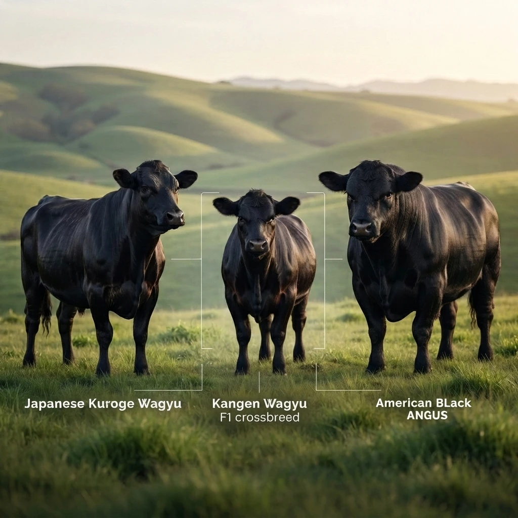 American Wagyu developed from Japanese Kuroge Wagyu and Black Angus genetics