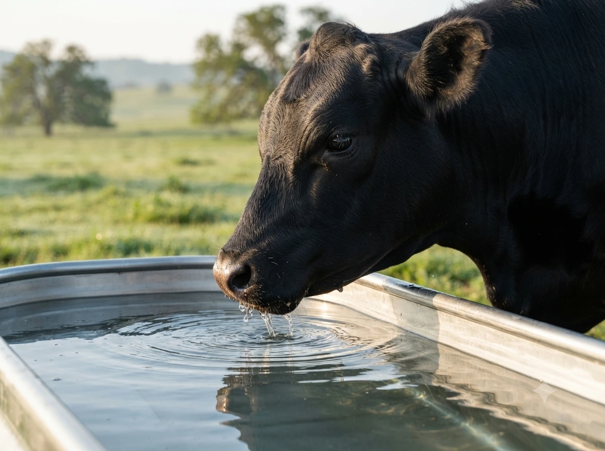 American Kangen Wagyu cattle drinking clean Kangen Water on the ranch