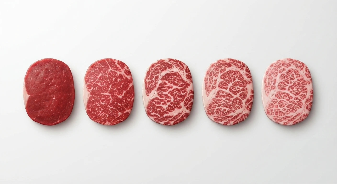 Comparison of Wagyu marbling quality across different grading levels