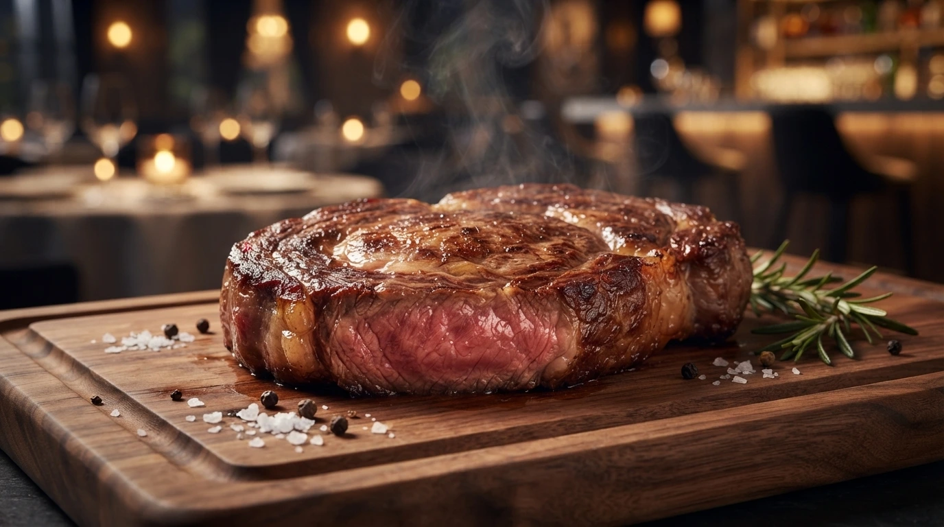 Premium American Wagyu served in an elegant fine dining setting