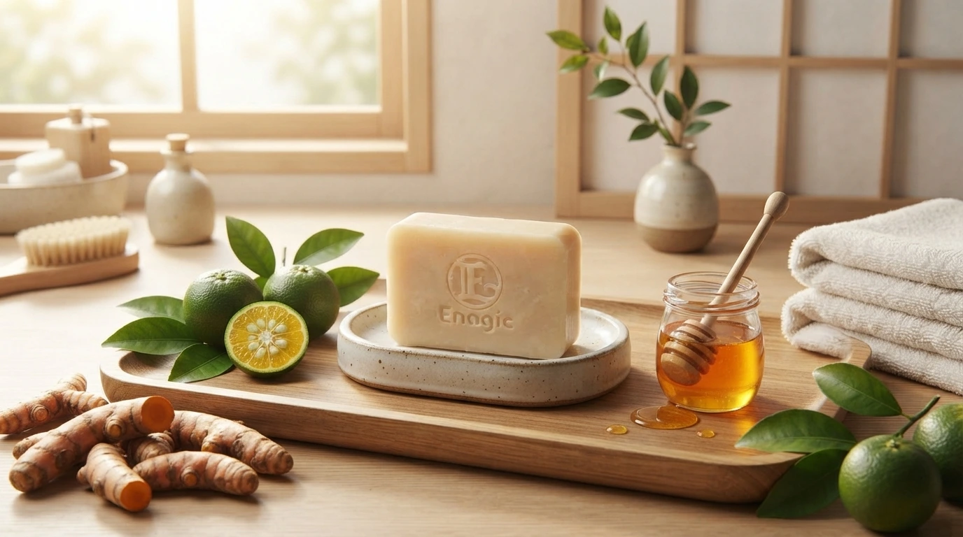 Kangen UKON Soap handcrafted in Japan with Okinawan turmeric and natural botanical ingredients