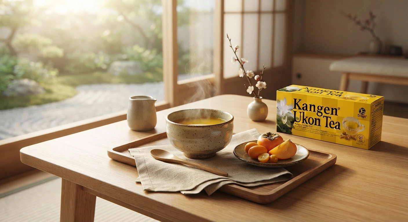 Enjoying Kangen UKON Tea as part of a relaxing daily routine