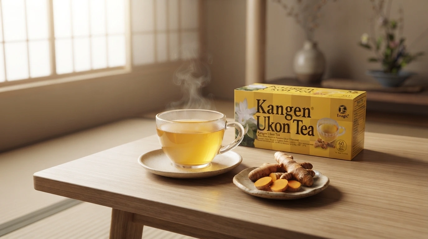 Cup of authentic Kangen UKON Tea made from organic Okinawan turmeric