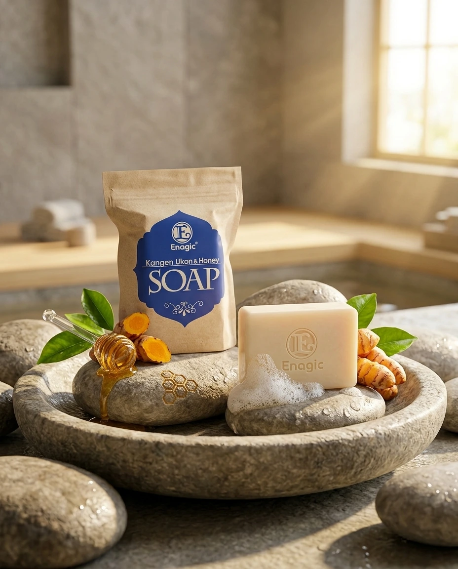 Handcrafted Kangen UKON soap made with turmeric and natural ingredients